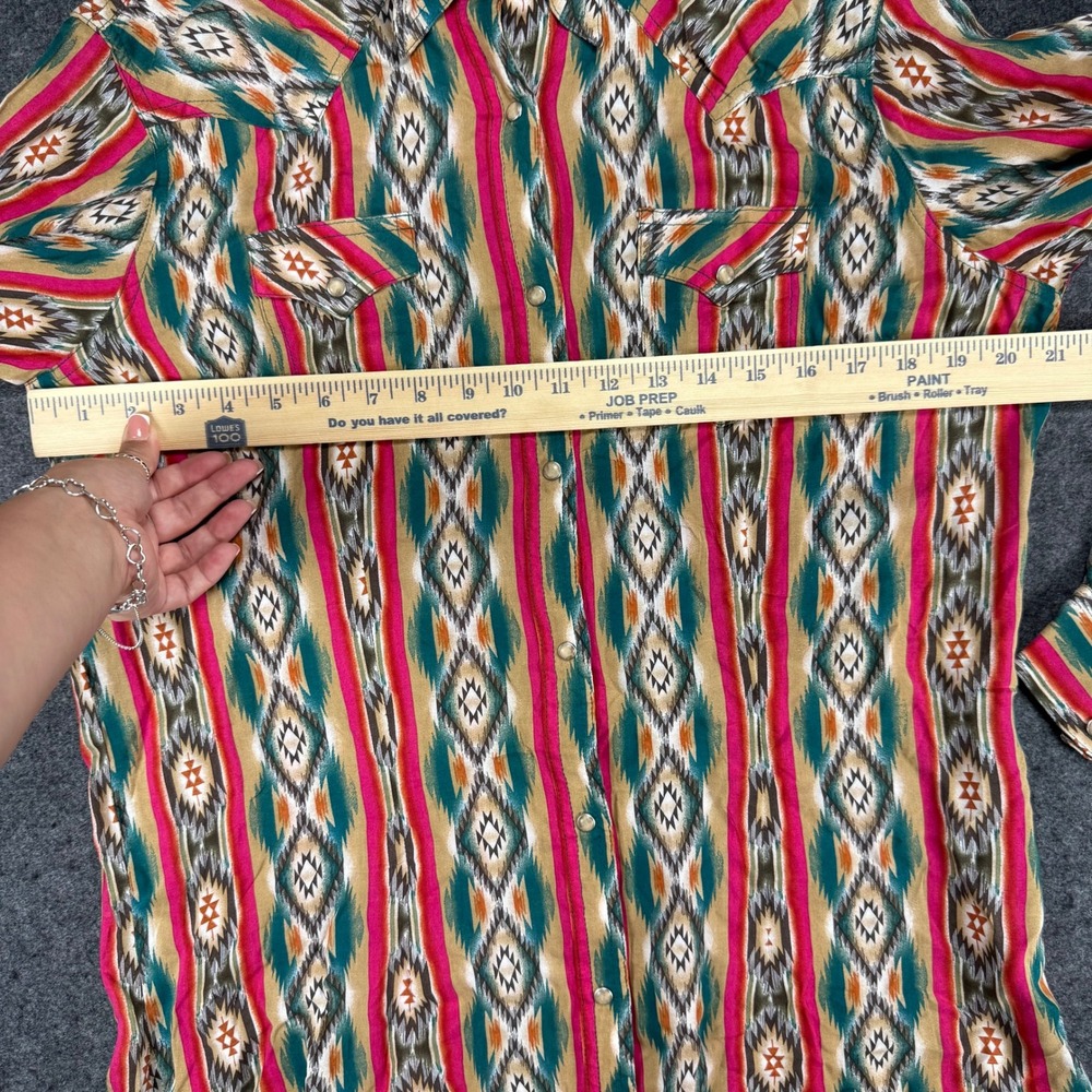 Wrangler Western Shirt Womens L Southwestern Aztec Print Long Sleeve Button Up - Picture 5 of 8